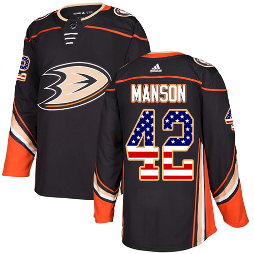 Adidas Ducks #42 Josh Manson Black Home Authentic USA Flag Stitched NHL Jersey